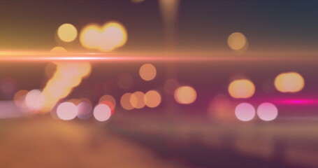 Poster - Image of flashing lights over a highway
