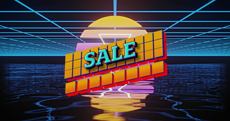 Poster - image of sale text over a digital sunset