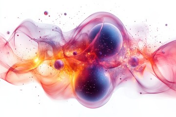 Fototapete - Abstract illustration of colorful waves and particles representing energy and motion in a dynamic, vibrant design.