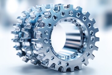 Poster - Close-up of metallic gears showcasing precision engineering and intricate design, highlighting the importance of mechanical components.