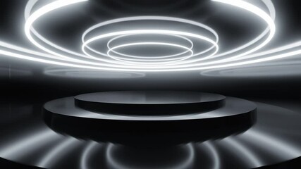 Poster - Futuristic Stage with Circular Lighting Design 4k 60fps looping animation