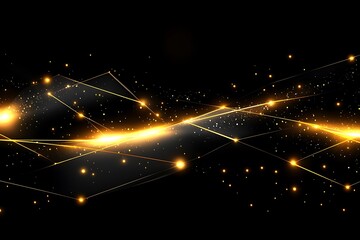 Poster - Luminous geometric structure against a dark background with sparkling effects