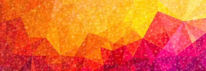 Wall Mural - Orange yellow pink abstract geometric pattern. Colorful background with space for design. Bright art backdrop. Wide banner. Panoramic