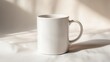 © Sinechana - 43.White coffee mug in morning light with steam