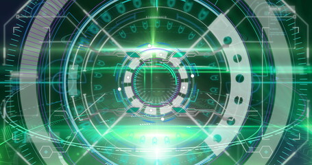 Poster - Image of scope scanning and data processing on green background