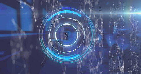 Poster - image of scope scanning and network of connections over screens