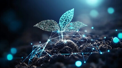 Poster - Plant growth simulation digital environment 3d visualization technology futuristic concept