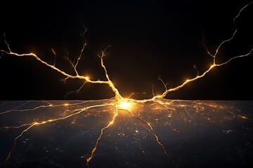 Wall Mural - Golden Neural Network Glow.