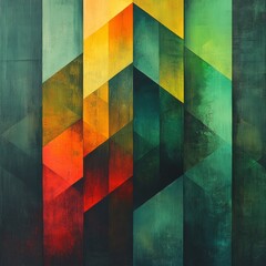 Poster - Colorful geometric patterns create abstract visuals with vibrant hues and contrasting shades in a modern artwork design