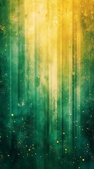 Poster - Abstract Green and Gold Vertical Stripes with Glowing Particles Background Texture