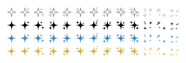 Poster - Sparkle Icon Set, Shiny Star Symbol, Glitter Effect Design, Twinkle Light Illustration, Glow Elements, Decorative Sparkling Shapes, Magic Glow Vector, Luminous Stars, Flash Effect Graphics