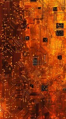 Leinwandbilder - Intricate Orange and Black Circuit Board Texture High Resolution Detailed Image Digital Art
