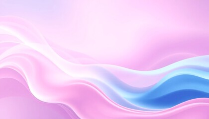 Poster - Delicate Pastel Waves of Fabric Ideal for Backgrounds. This image features smooth flowing curves of pastel pink and light blue fabric