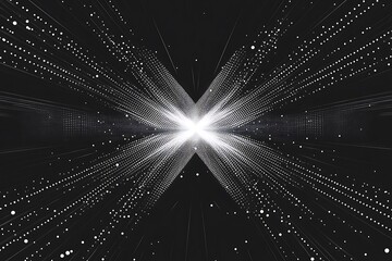 Poster - Abstract Digital Art White Light Burst in a Dark Space with a Butterfly Effect