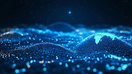 Fototapete - Abstract Global Network Visualization Digital World Connection Futuristic Technology Background