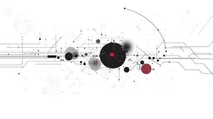 Aufkleber - Abstract Technological Network Visualization with Connected Circles and Lines