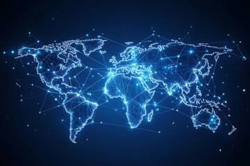 Fototapete - Global Network Connections A Visualization of Worldwide Interconnectivity and Data Exchange