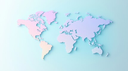 Poster - Global World Map Flat world map with colorful country borders, suitable for educational or travel related visuals