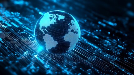 Poster - Global Network Digital World Futuristic Technology Abstract Background Illustration