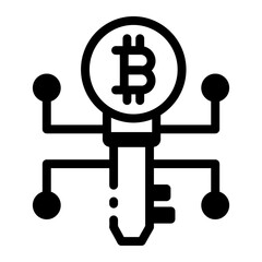 Wall Mural - A linear style icon depicting digital crypto key
