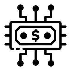 Wall Mural - A linear style icon directing digital currency 
