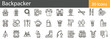 © Icon Fusion  - Backpacker Line Icons Collection. Travel, Hiking, Adventure, and Outdoor Exploration Outline Icons. Editable Stroke, Vector Illustration.