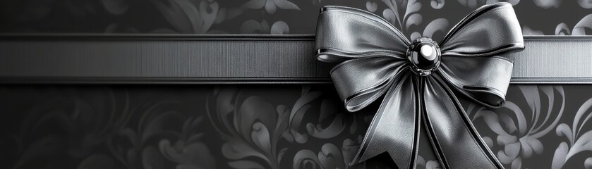 Poster - Black and White Gift Wrap with Silver Bow