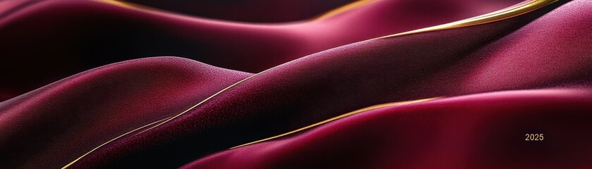 Poster - Closeup of Deep Red Velvet Fabric with Gold Zipper Detail