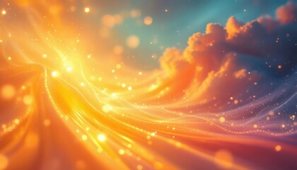 Poster - Luminous abstract landscape with vibrant colors and dreamy clouds
