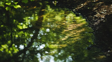 Aufkleber - Reflective Green Water with Overhanging Trees
