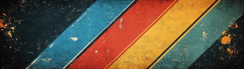 Poster - Retro Diagonal Stripes Background Texture