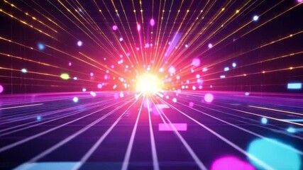 Poster - Colorful Abstract Light Rays and Particles Creating a Dynamic Atmosphere of Energy and Motion in a Futuristic Background