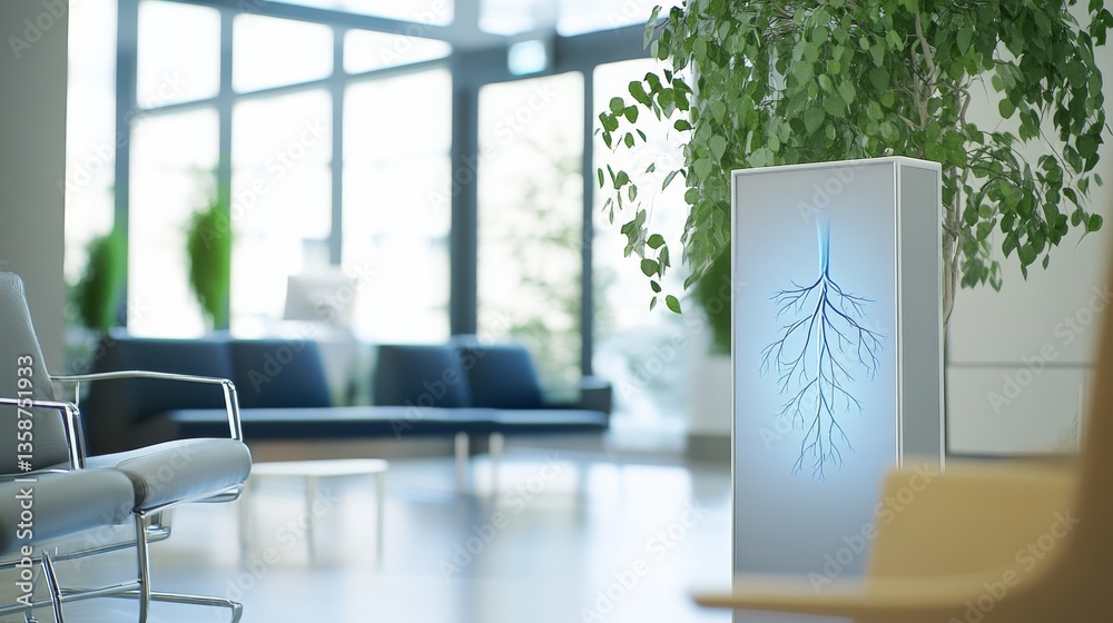 Lymphatic system flow chart displayed in a wellness clinic waiting area