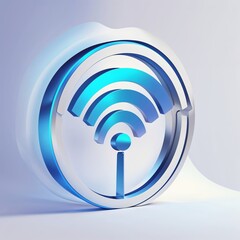 Poster - Modern wireless connectivity symbol with glowing blue accents on a sleek surface