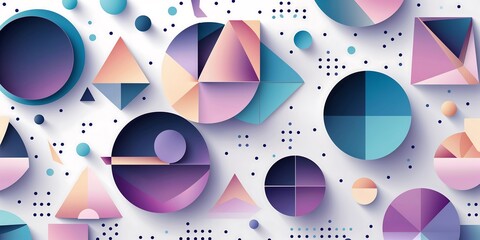 Poster - a vibrant and energetic abstract vector background featuring an array of geometric shapes, including triangles, circles, and rectangles.