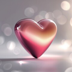 Poster - Beautiful glossy heart decoration shimmering with soft light reflections in a serene background