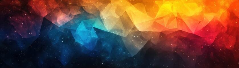 Poster - Vibrant Cosmic Nebula Landscape with Red Orange and Blue Hues