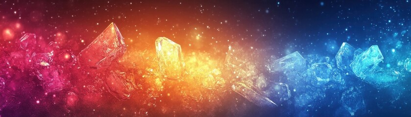 Poster - Vibrant Cosmic Nebula with Red Blue and Orange Hues