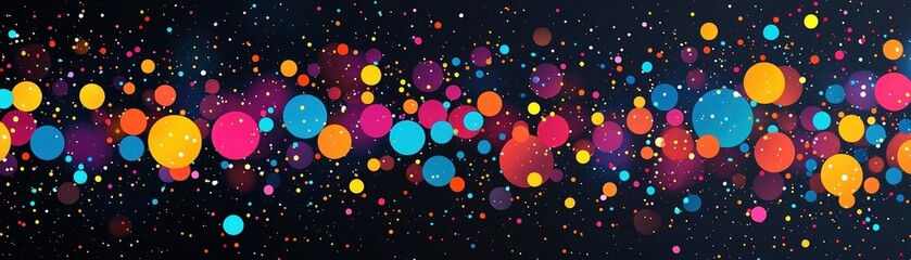 Poster - Vibrant Multicolored Circles on Dark Background