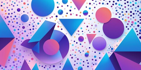 Poster - a vibrant, futuristic abstract vector background filled with dynamic geometric shapes, including triangles, circles, and polygons. 