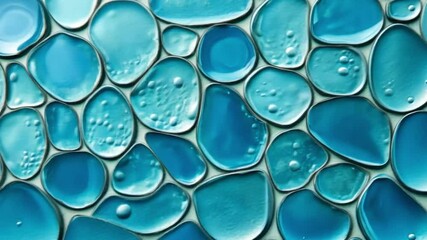 Poster - abstract close-up of vibrant turquoise and blue glass stones creating a textured background, ideal f