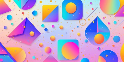 Poster - a vibrant, futuristic abstract vector background filled with dynamic geometric shapes, including triangles, circles, and polygons. 