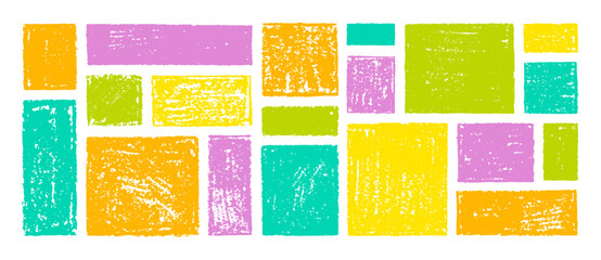 Aufkleber - Box frame, crayon shape. Brush texture. Square rectangle vector shape. Spring summer color text background. Paint border, cute hand drawn paper design. Doodle pastel marker element. Brush frame box bg