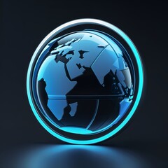 Poster - 3D glowing blue globe visualization showcasing the continents and oceans in a modern design