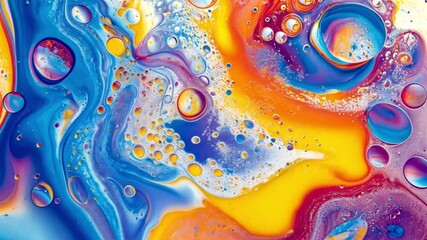 Poster - Colorful Abstract Swirls and Bubbles Create Dynamic Background for Artistic Designs and Modern Decor, Showcasing Fluid Movement and Vibrant Visuals