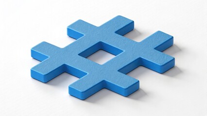Poster - Hashtag Symbol: A bold blue hashtag symbol, rendered with precise detail and dynamic shadows, ready to captivate your audience and become a powerful visual element.