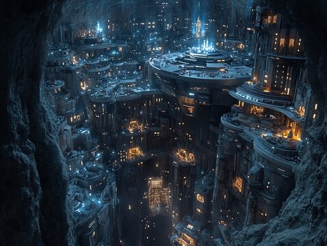 Futuristic Underground City Built Inside a Massive Cave