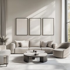 Poster - Modern Minimalist Living Room Design with Neutral Color Palette