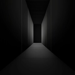 Aufkleber - Abstract Black Corridor: A study in Perspective, Shadow, and Minimalist Architecture Design
