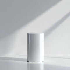 Aufkleber - White Cylinder Display with Light and Shadow on a Plain White Background for Product Showcase